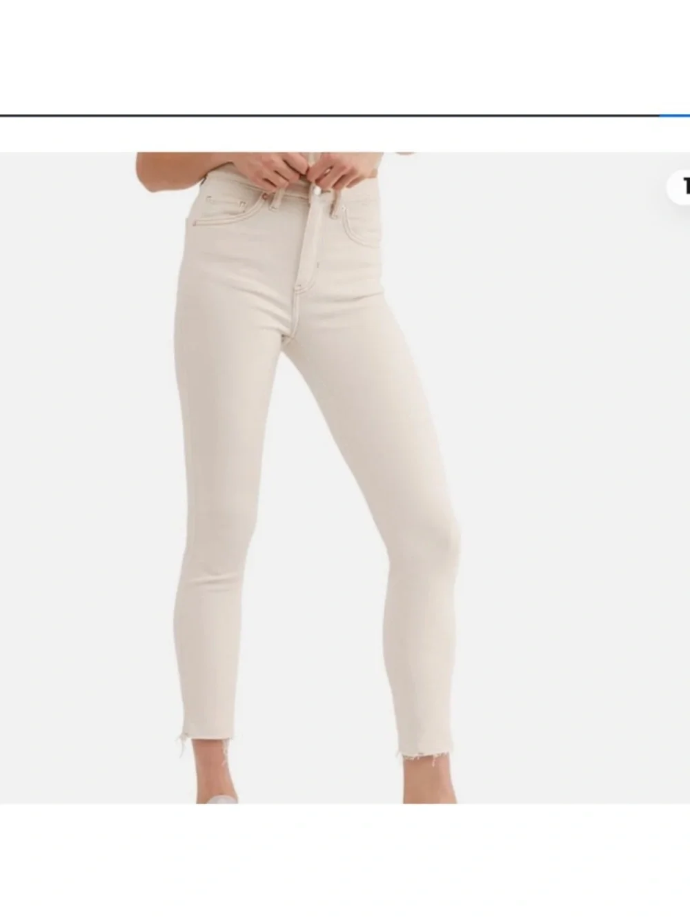 Free People We The Free Ivory Cropped Jeans High Rise Raw Hem - Size 30
